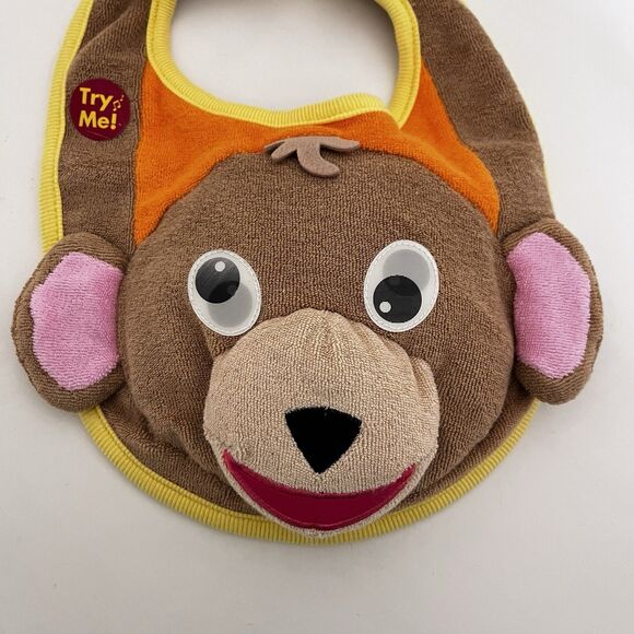 Disney Store Baby Einstein Monkey Baby Bib Terry Cloth Makes Noise NWT - Picture 2 of 10